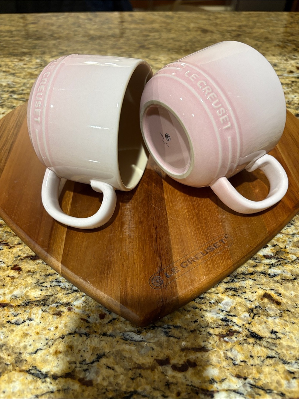 Le Creuset Pink and White Ombre Stoneware Mugs - Set of 2
